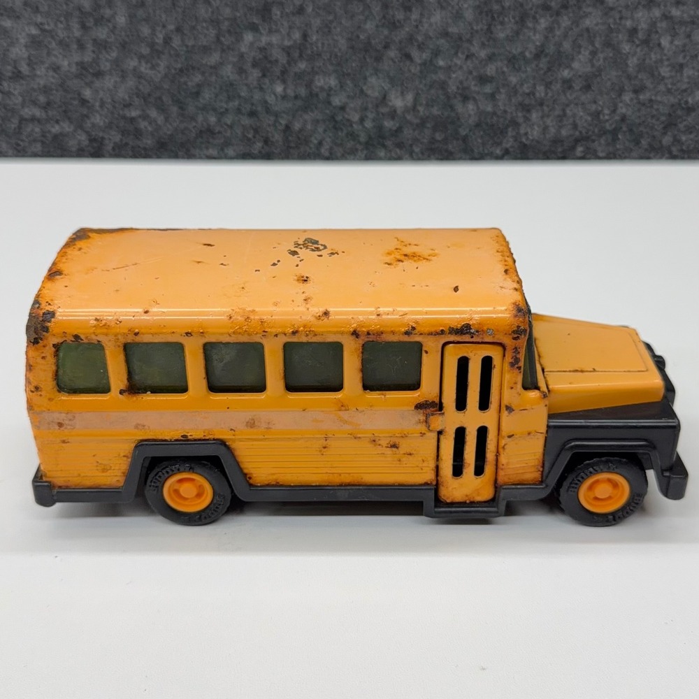 Vintage Buddy L School Bus Toy Pressed Steel Yellow Made in Japan Rustic Patina